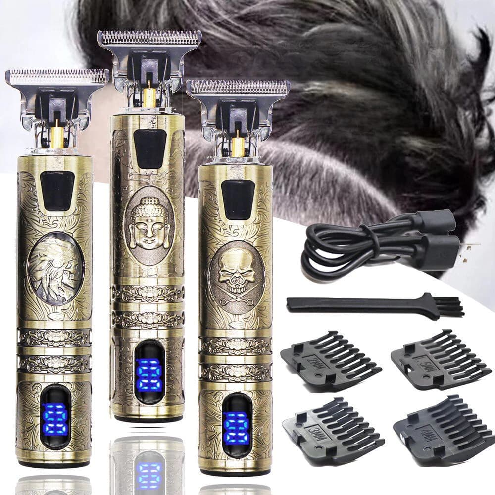 Aparador Máquina De Cortar Cabelo Barba Acabamento Profissional Sem Fio Portátil Com Visor Digital