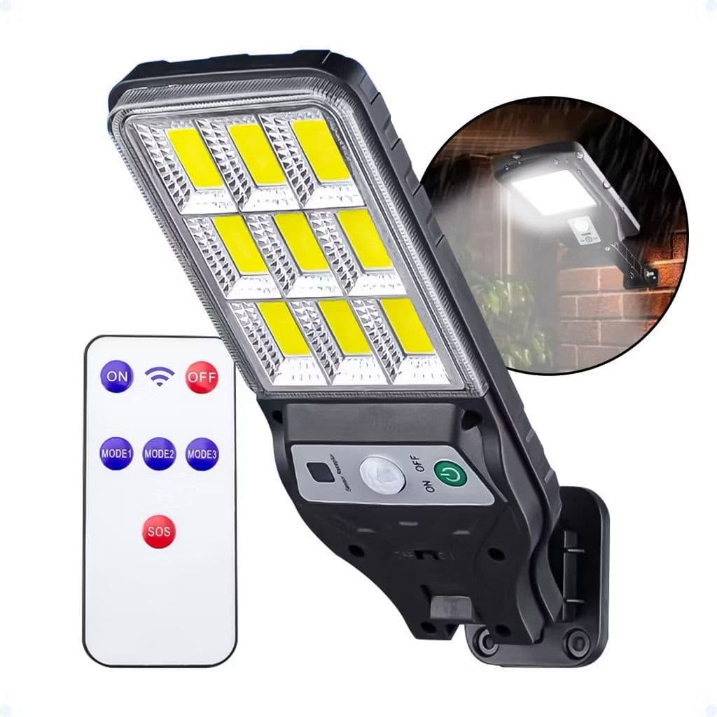 21W Mini Luminária Solar Poste Rua Refletor 108 Cob Com sensor de movimento