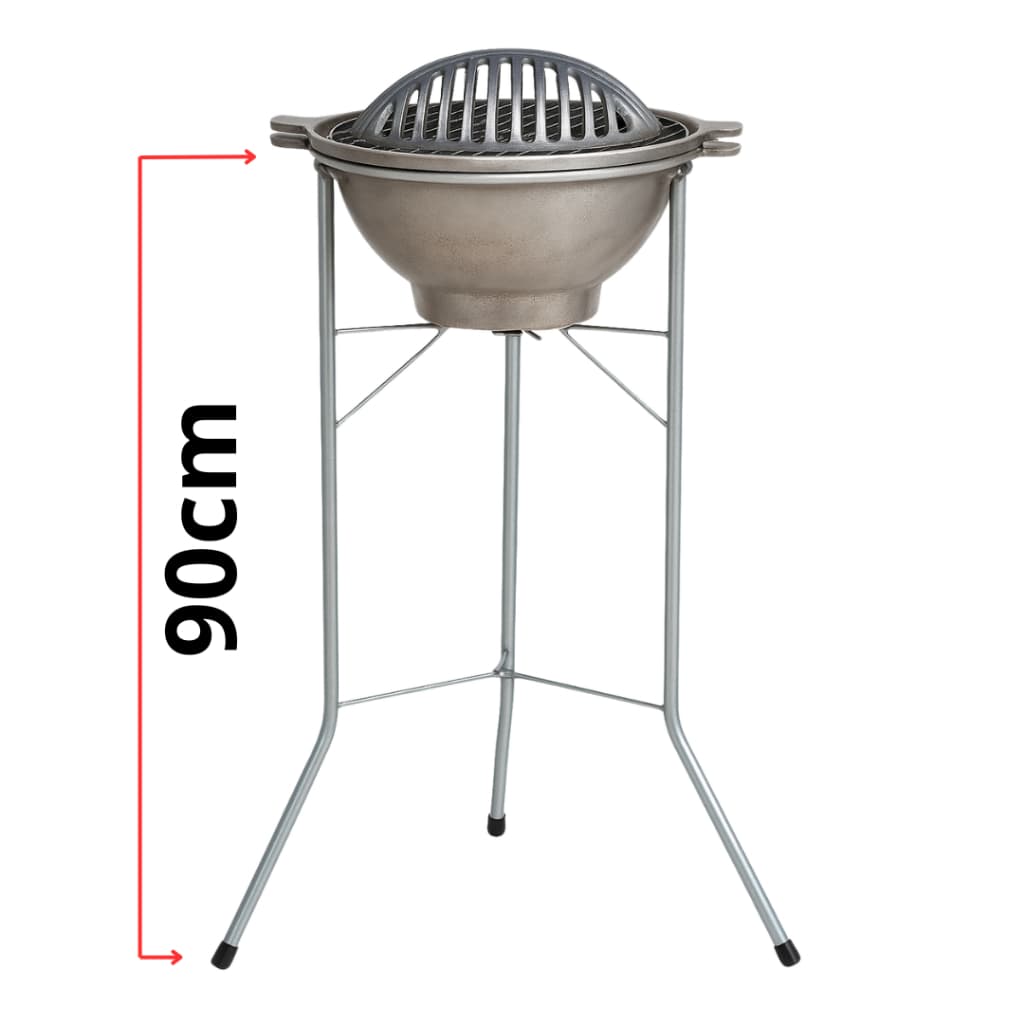 Churrasqueira Gengiskan Alumínio Com 1 Grelha Oval Com Base Suporte Aço 90cm Altura Desmontável Prático Leve