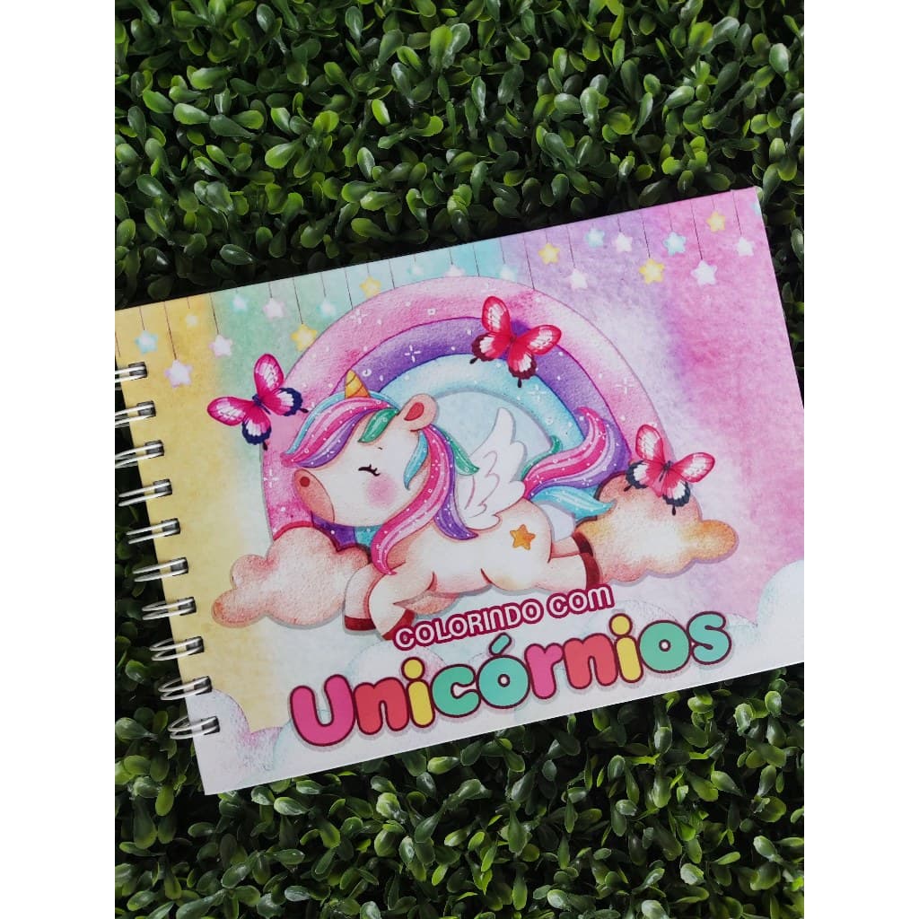 Livro de Colorir Unicórnio A5 Capa Dura 50 Folhas Grossas com Acetato com ou sem Nome