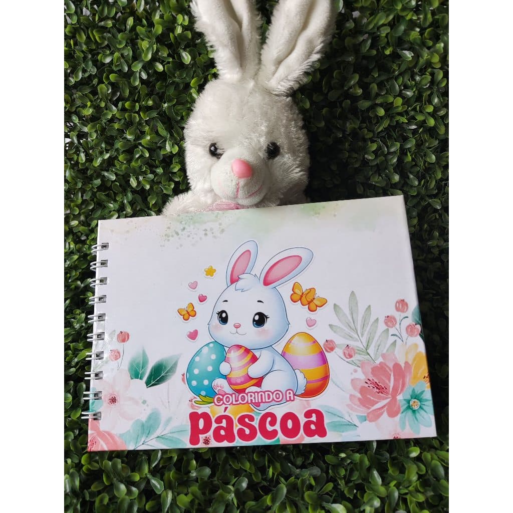 Livro de Colorir Páscoa A5 Capa Dura 50 Folhas Grossas com Acetato com ou sem Nome