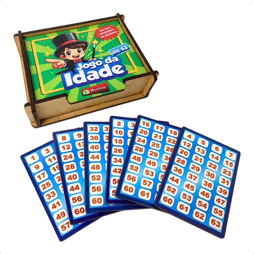 Desafio Adivinhe a Idade Jogo da Idade Brinquedo Educativo Madeira - Maninho - 9 Anos