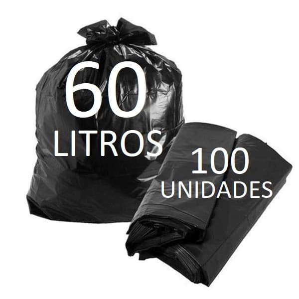 Saco de Lixo 60Litros Pacote com 100 Unidades - Direto da fabrica FRETE GRATIS
