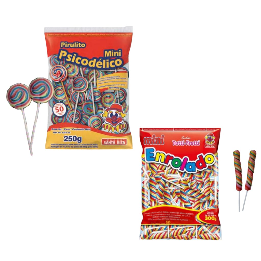 Kit 100 Mini Pirulitos Psicodélico e Enrolado Festa Sacolinha Surpresa