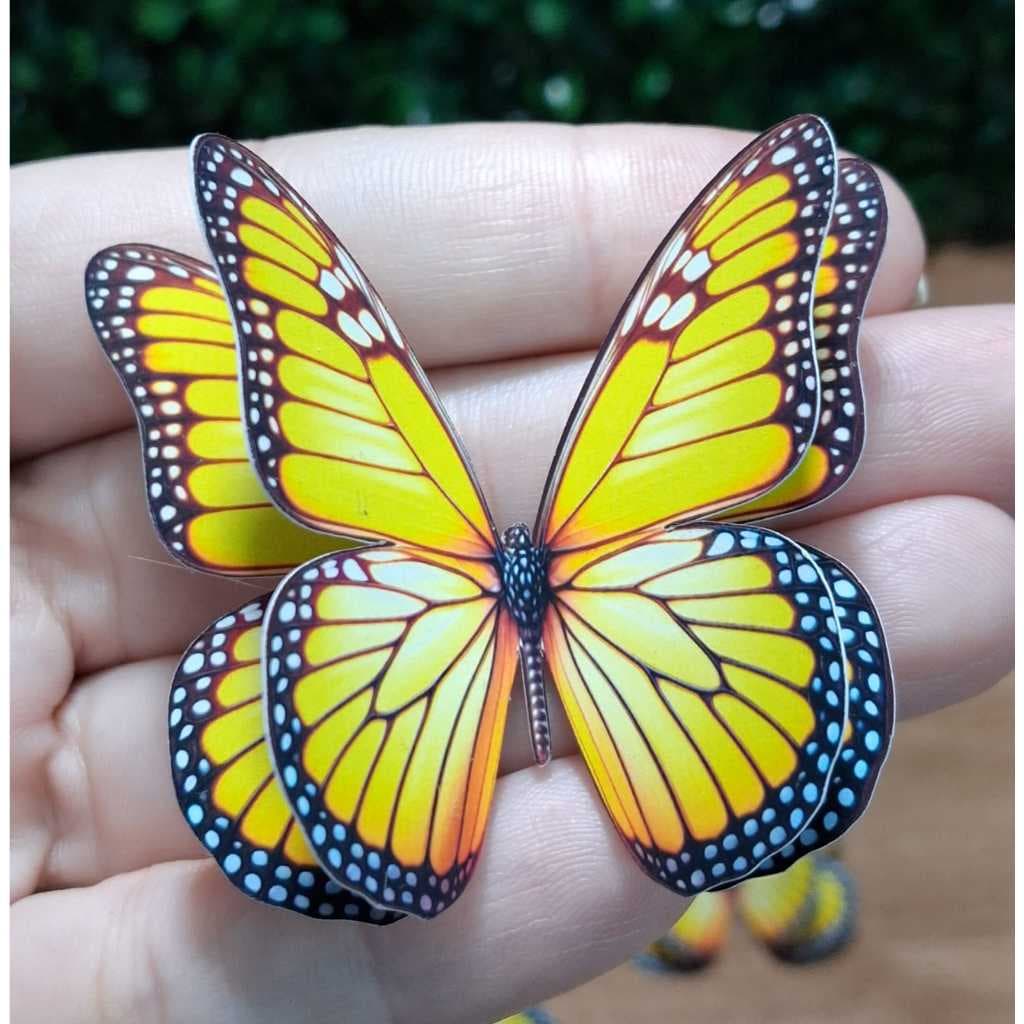 Apliques Borboletas 3D Amarelas impressas 5x5, Topo de bolo, Festas, Lembrancinhas,Jardim das Borboletas e lembrancinhas