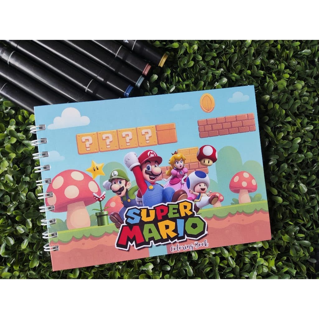 Livro de Colorir Super Mario A5 Capa Dura 50 Folhas Grossas com Acetato com ou sem Nome