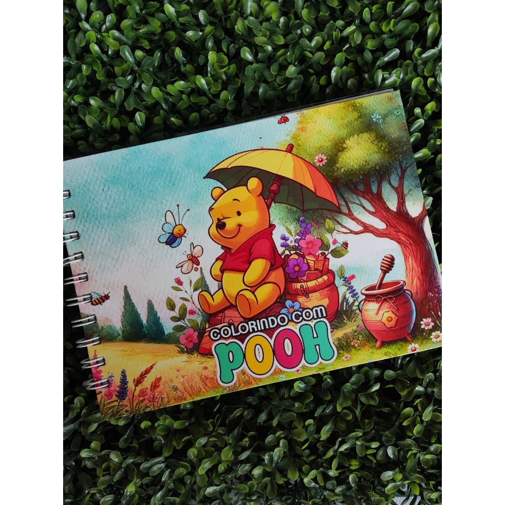 Livro de Colorir Ursinho Pooh A5 Capa Dura 50 Folhas Grossas com Acetato com ou sem Nome