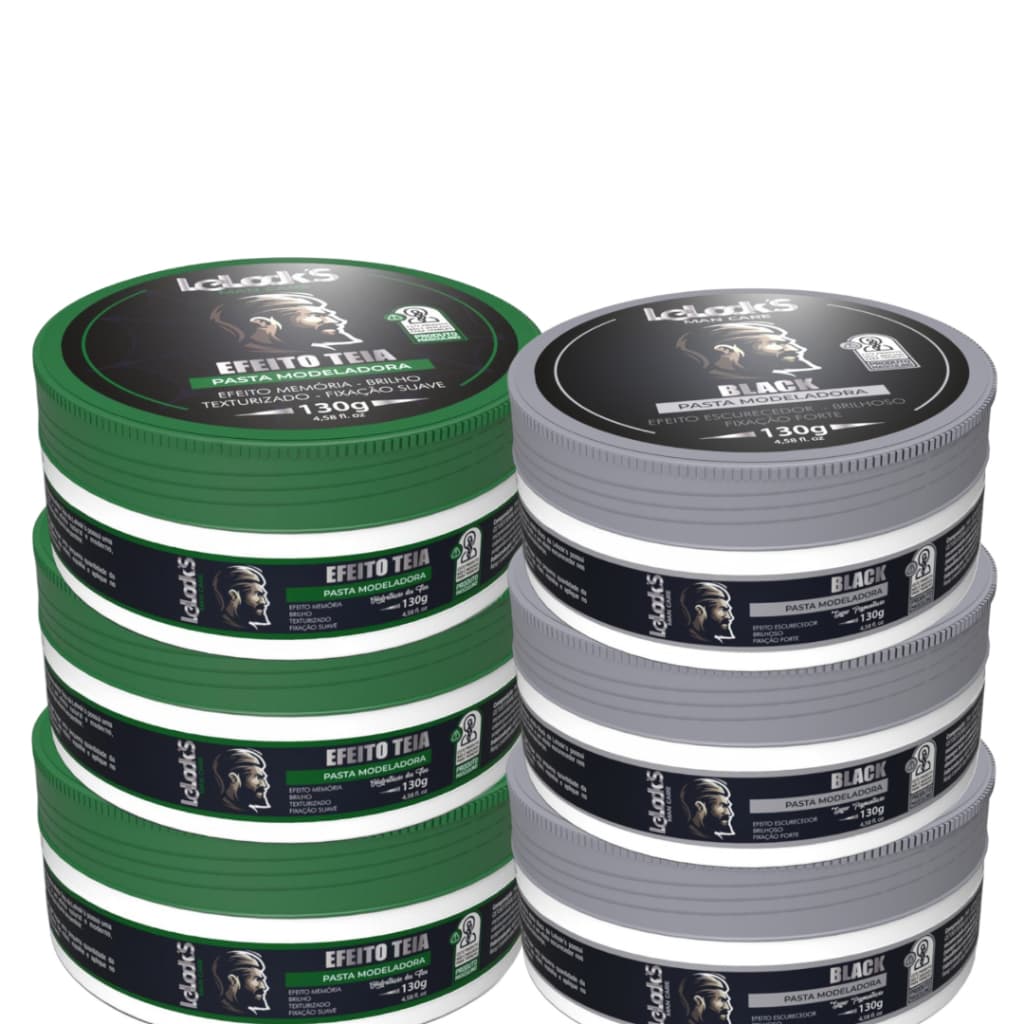Kit 3 Black e 3 Teia barba e cabelo Lelook´s For Men 130g