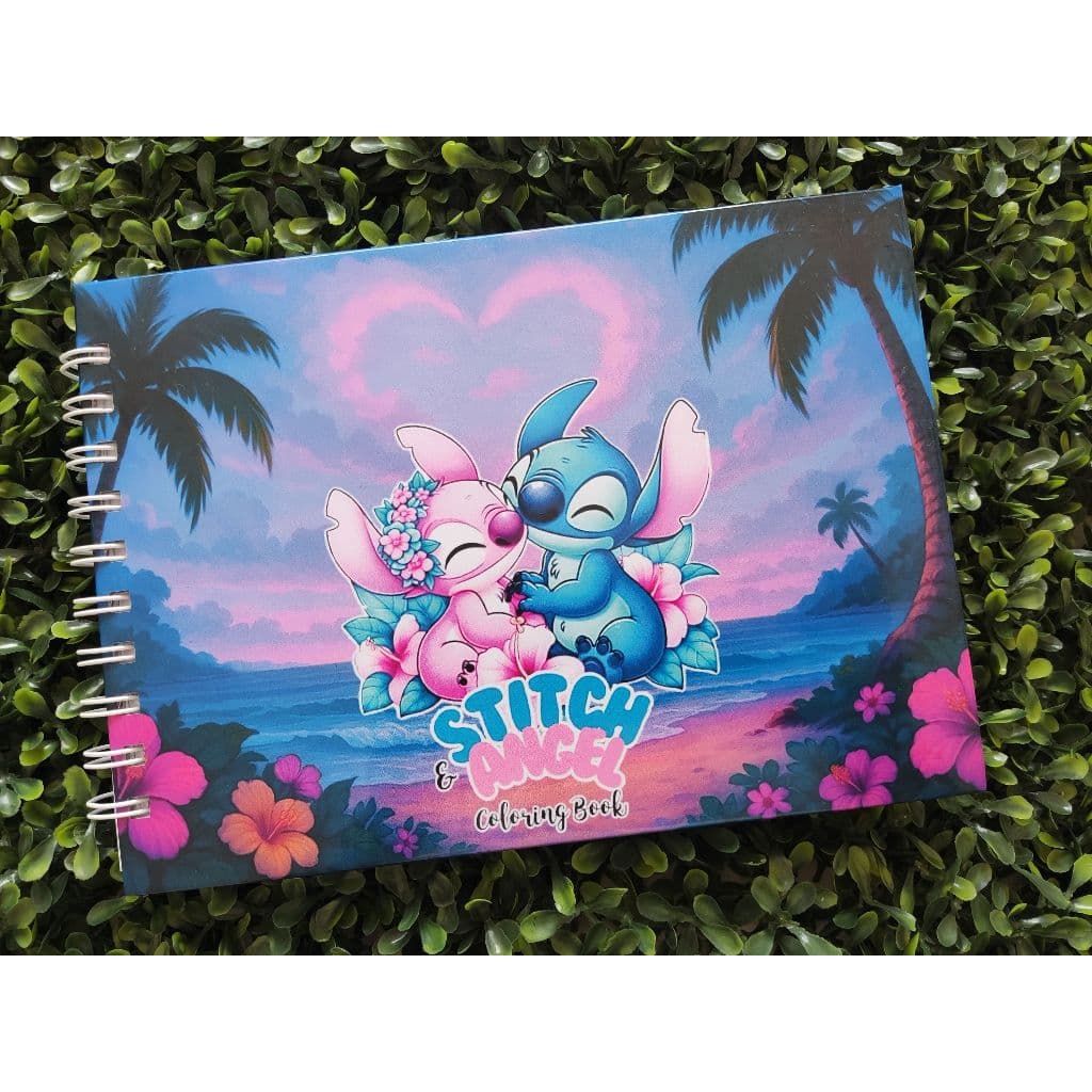 Livro de Colorir Stitch e Angel A5 Capa Dura 50 Folhas Grossas com Acetato com ou sem Nome