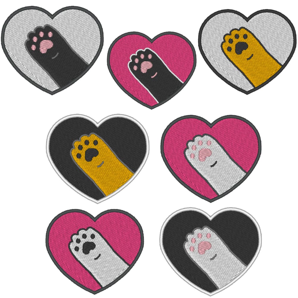 Patch Aplique Coração Patinha Gatinhos Termocolante Apliques Infantis