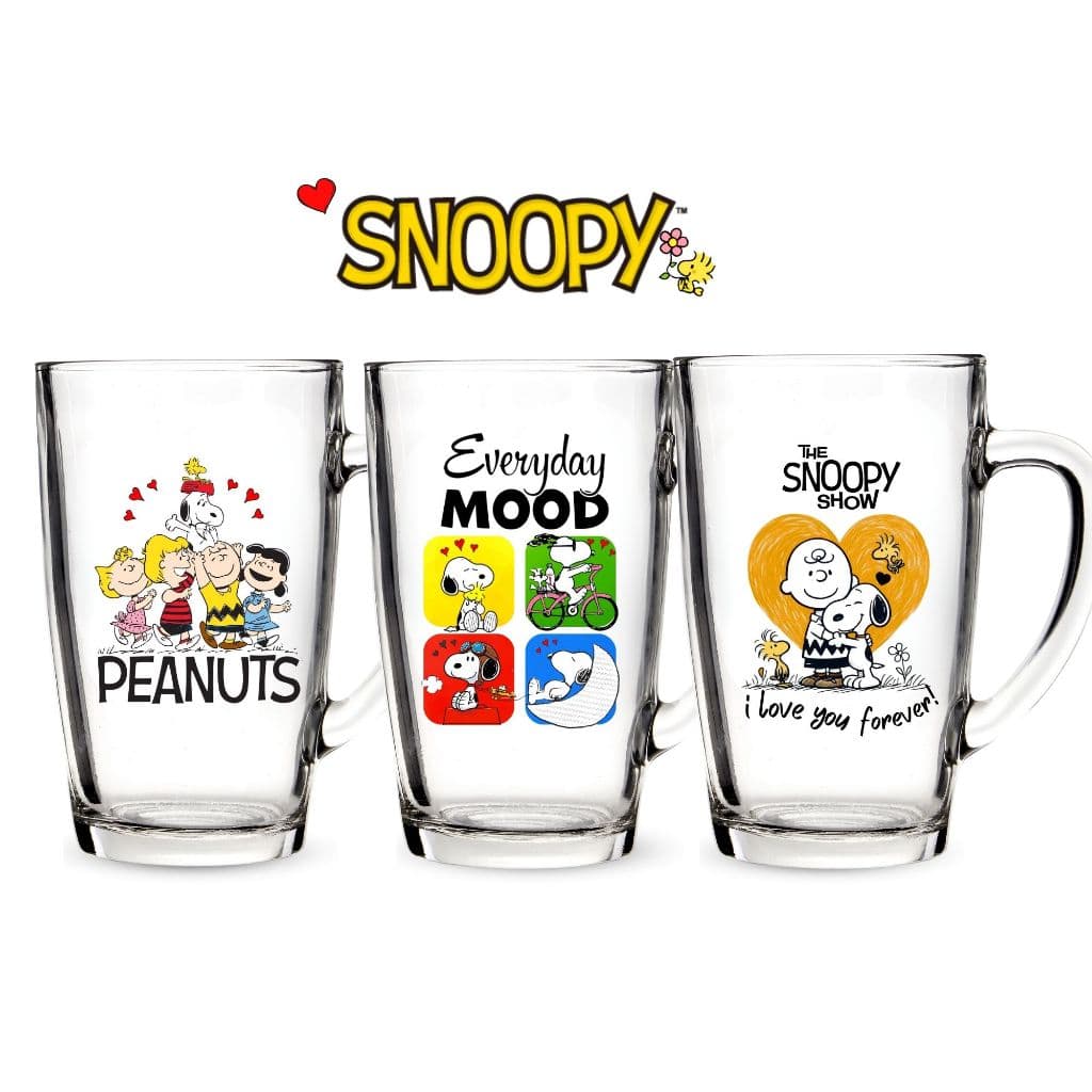 1 Caneca Personalizada De Vidro Desenho Cachorro Snoopy Temático Charlie Brown Presente Fofo