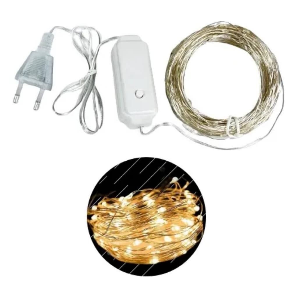 Pisca Pisca 100 Leds Branco Quente Festa Natal Decorão Casamento Festa