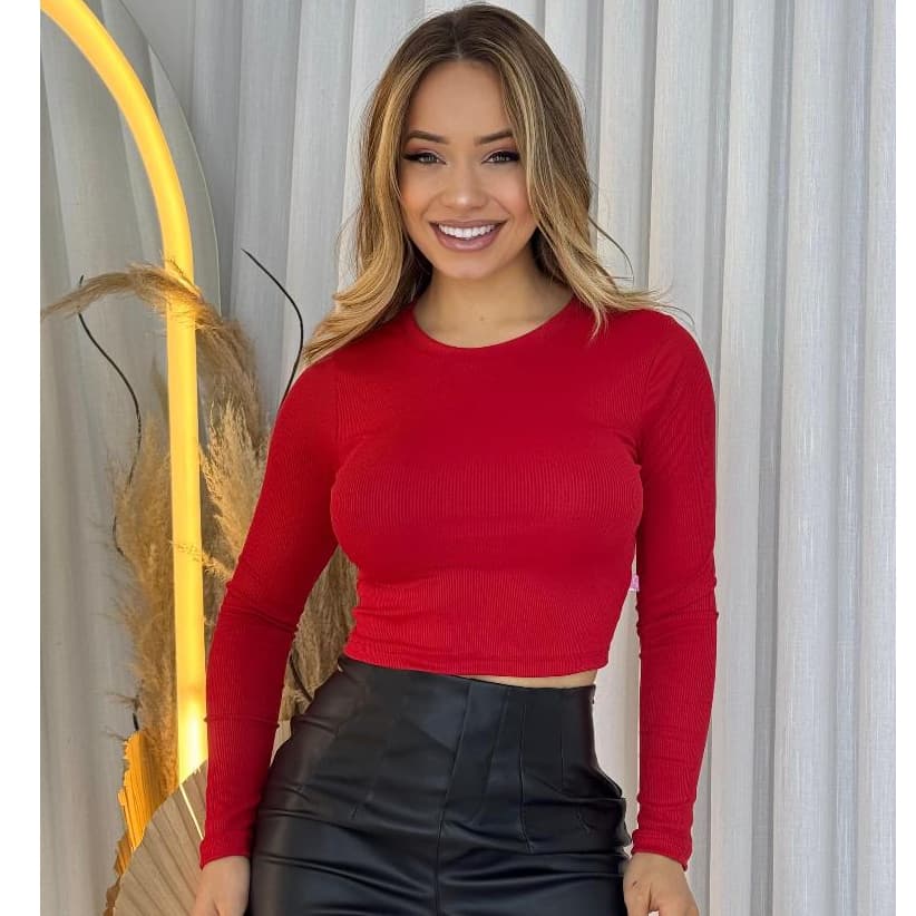 Blusinha Feminina Gola Redonda Manga Longa