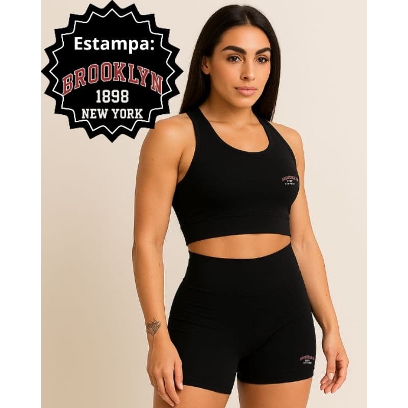 Conjunto Feminino Top + Shorts Suplex Premium | Moda Gringa | Brooklyn 1898 New York – Perfeito para Treino e Estilo