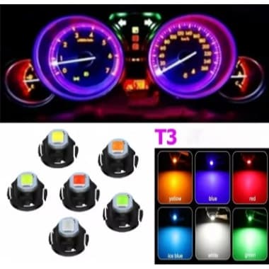 2-5 x Lâmpada automotiva T3 w5w 12v branca azul verde amarelo vermelho lampada carro de Led