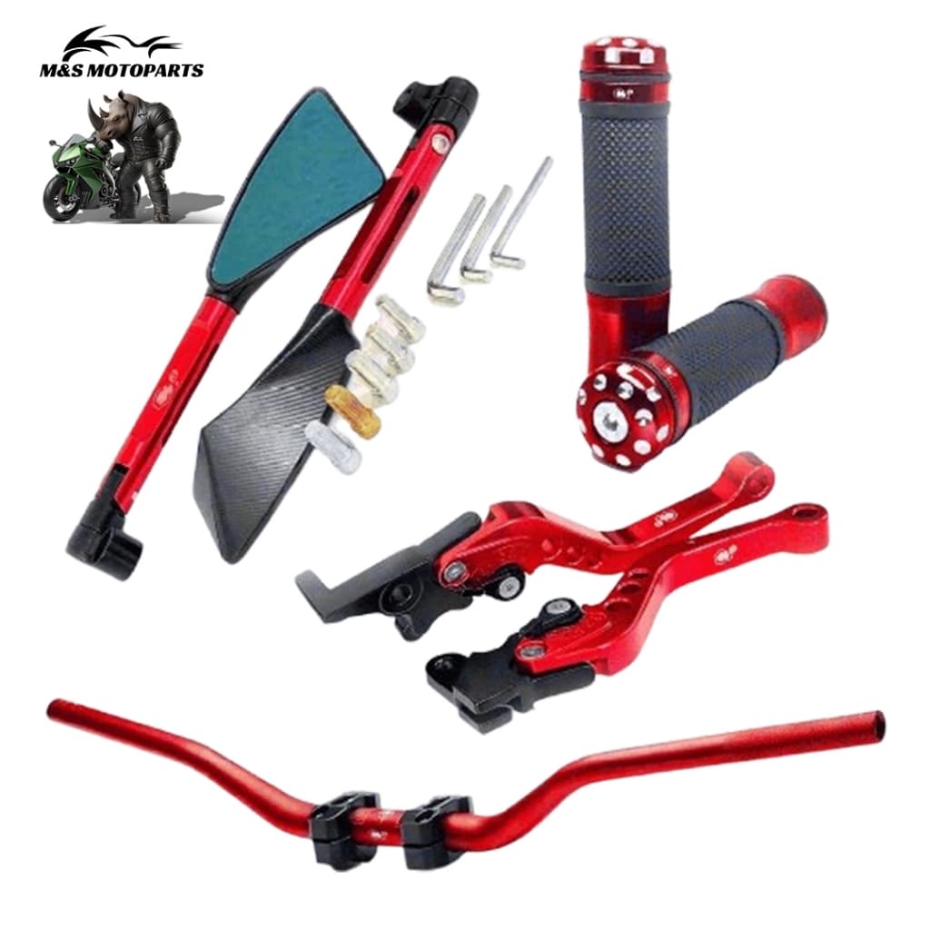 KIT DE GUIDÃO COM MANETE + RETROVISOR TOMOK MANOPLA UNIVERSAL P/ MOTO XRE, BROS, XR, FALCON, TORNADO