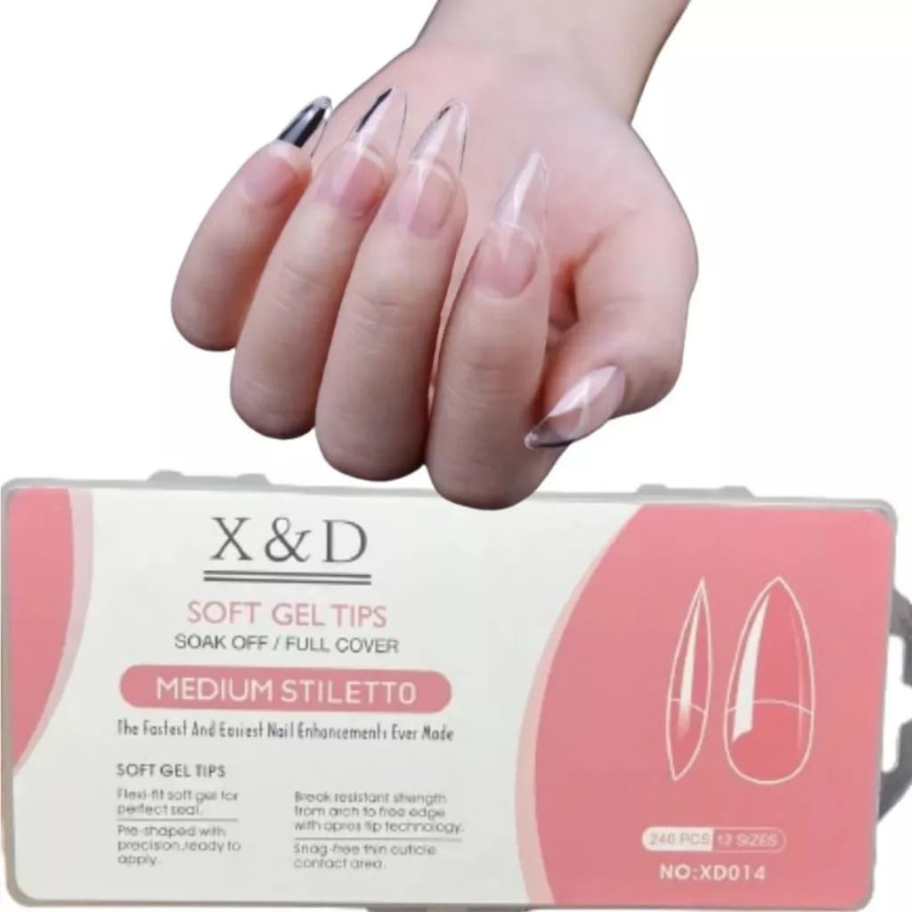 Unhas Soft Gel Postiças Ultra Natural Medium Stiletto 240 unidades