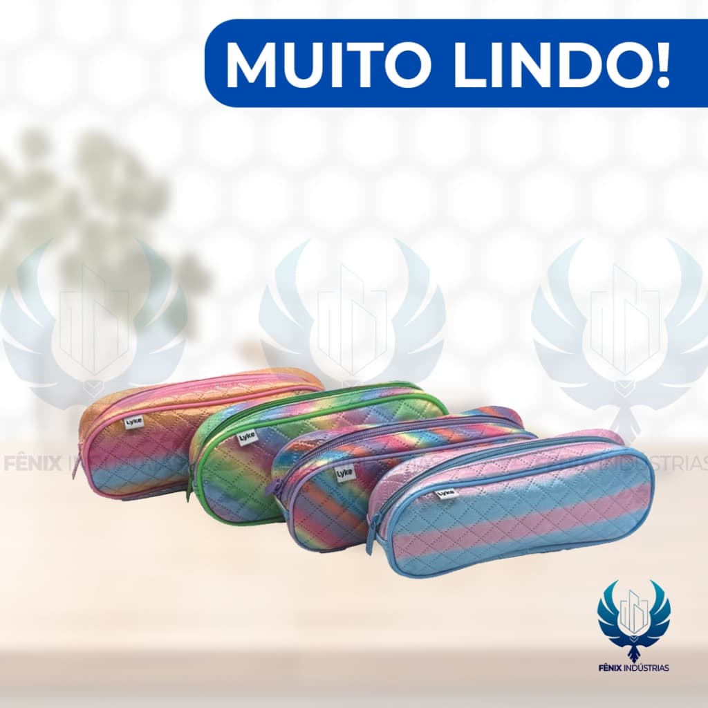 Estojo Arco-Íris Pastel – 1 Zíper – 22,5 x 9 x 4,5 cm – 4 Cores