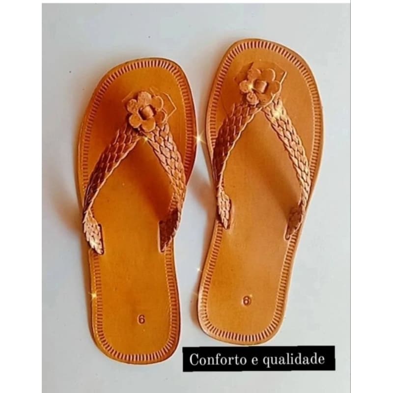 Chinelo de couro Sandália de couro rasteirinha (Sarga)