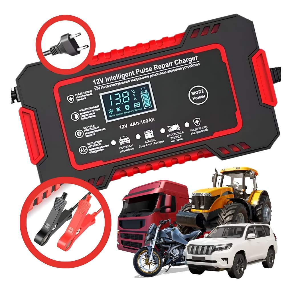 Carregador Bateria 12v Até 100A Carro Moto Caminhão Range Plane Carregador Bicicleta Elétrica Casa