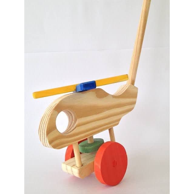 Brinquedo Helicóptero de Empurrar de Madeira Brinquedo Educativo