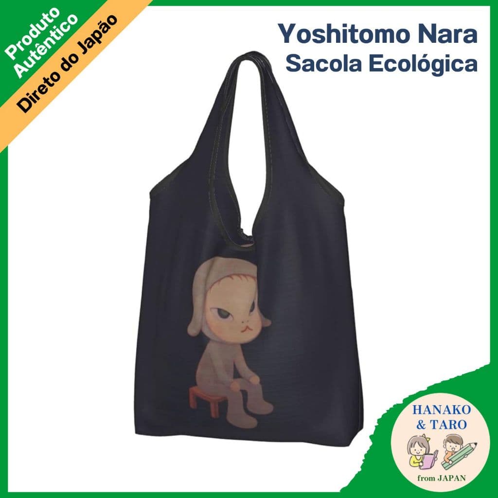 Yoshitomo Nara Bolsa Ecológica Bolsa dobrável e leve tipo tote, com grande capacidade e impermeável. Ideal para compras em lojas de conveniência, tanto para mulheres quanto para homens. Compacta e multifuncional, é uma excelente substituta para sacolas plásticas【Direto do Japão】