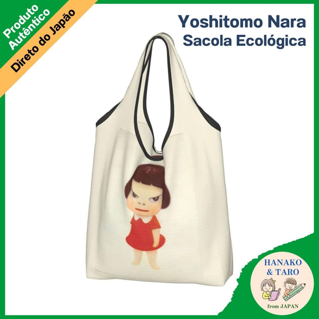 Bolsa Ecológica Yoshitomo Nara - Sacola Dobrável Leve, Resistente à Água, de Grande Capacidade e Multifuncional. Ideal para Compras em Lojas de Conveniência e para Homens e Mulheres. Compacta e Versátil. Tote Bag Ecológica【Direto do Japão】