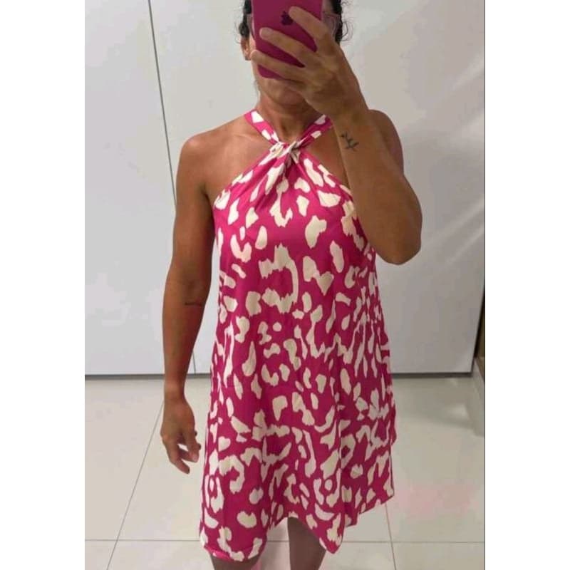 Vestido estampado Allover Gola Halter