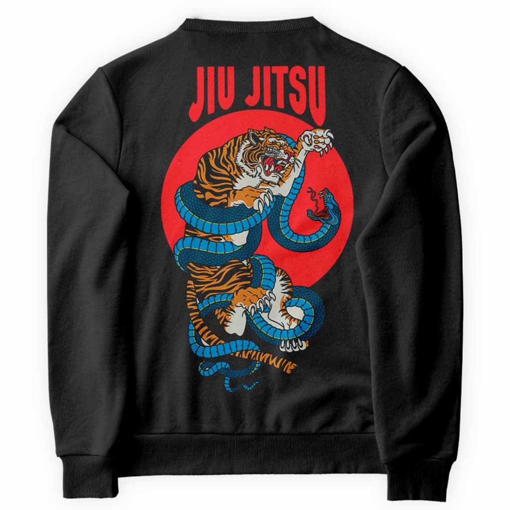 Moletom Gola Redonda Blusa de Frio Casaco Jiu Jitsu Tigre Cobra Artes Marciais Luta