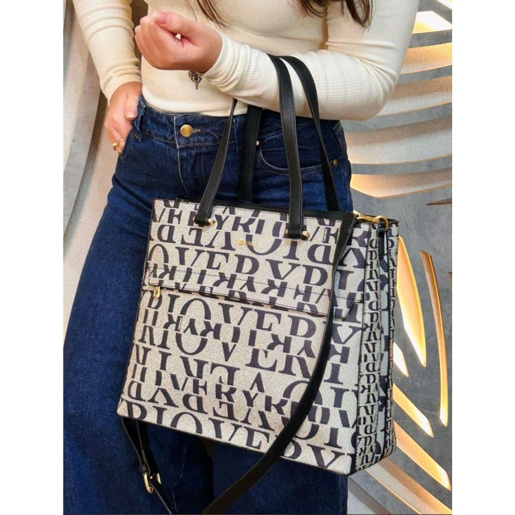 Bolsa Feminina Veryrio Estampada Luxuosa Espaçosa Alça de Ombro e Transversal Trabalho Reforçada