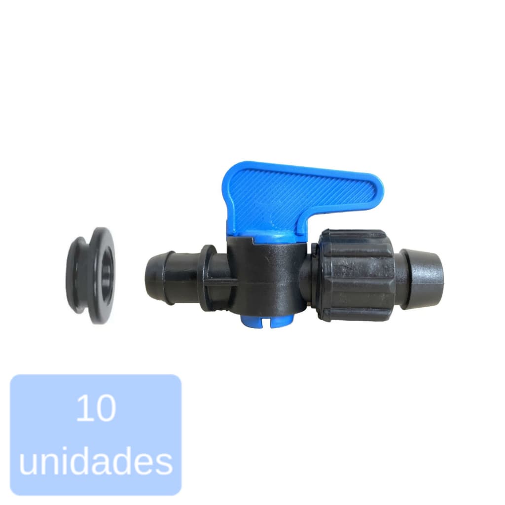 Kit Registro Inical 16mm Trava Porca com Anel de Vedação chula - 10 unid. - Para Hortas e Jardins