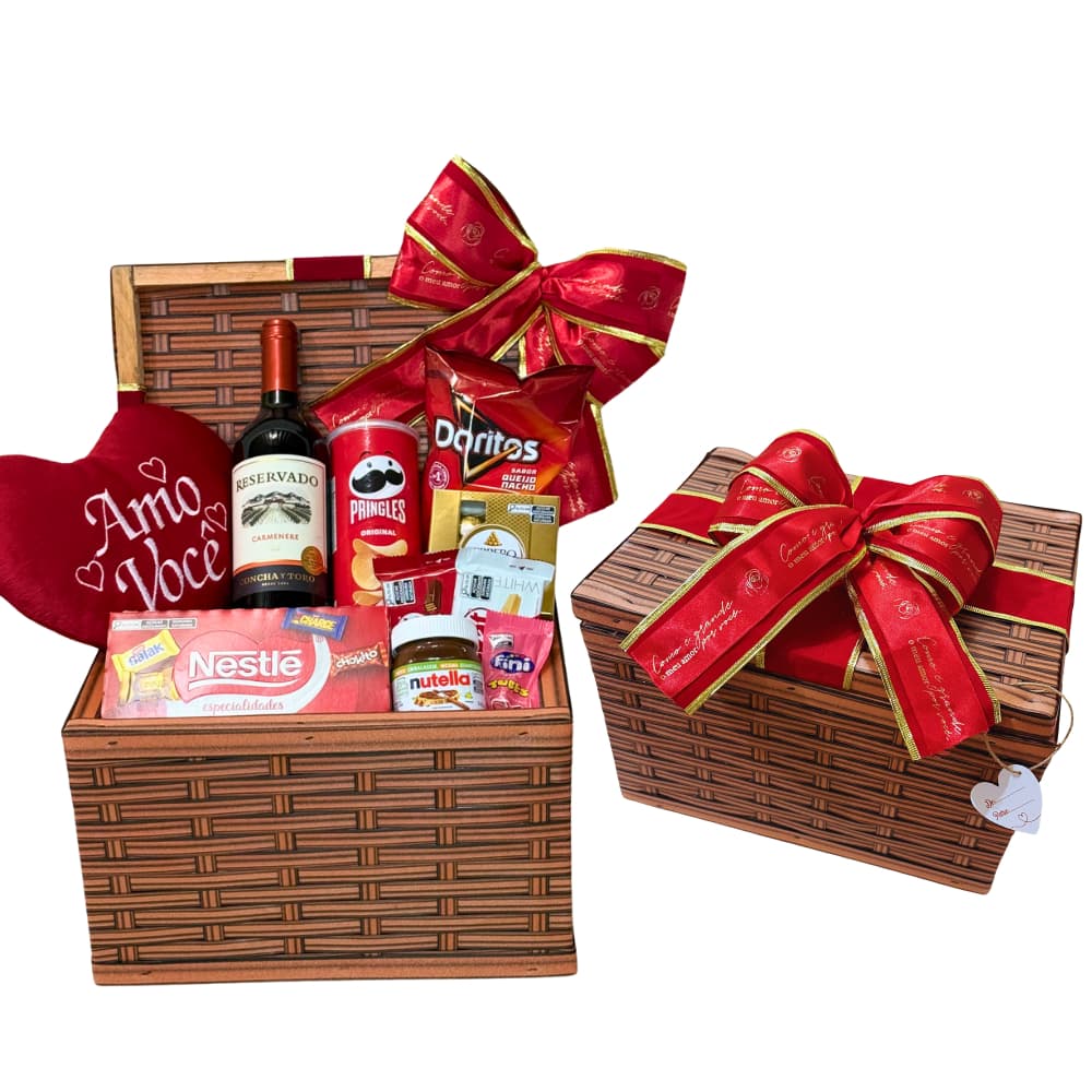 Cesta Presente Dia Dos Namorados Nutella Ferrero Rocher Chocolate Vinho