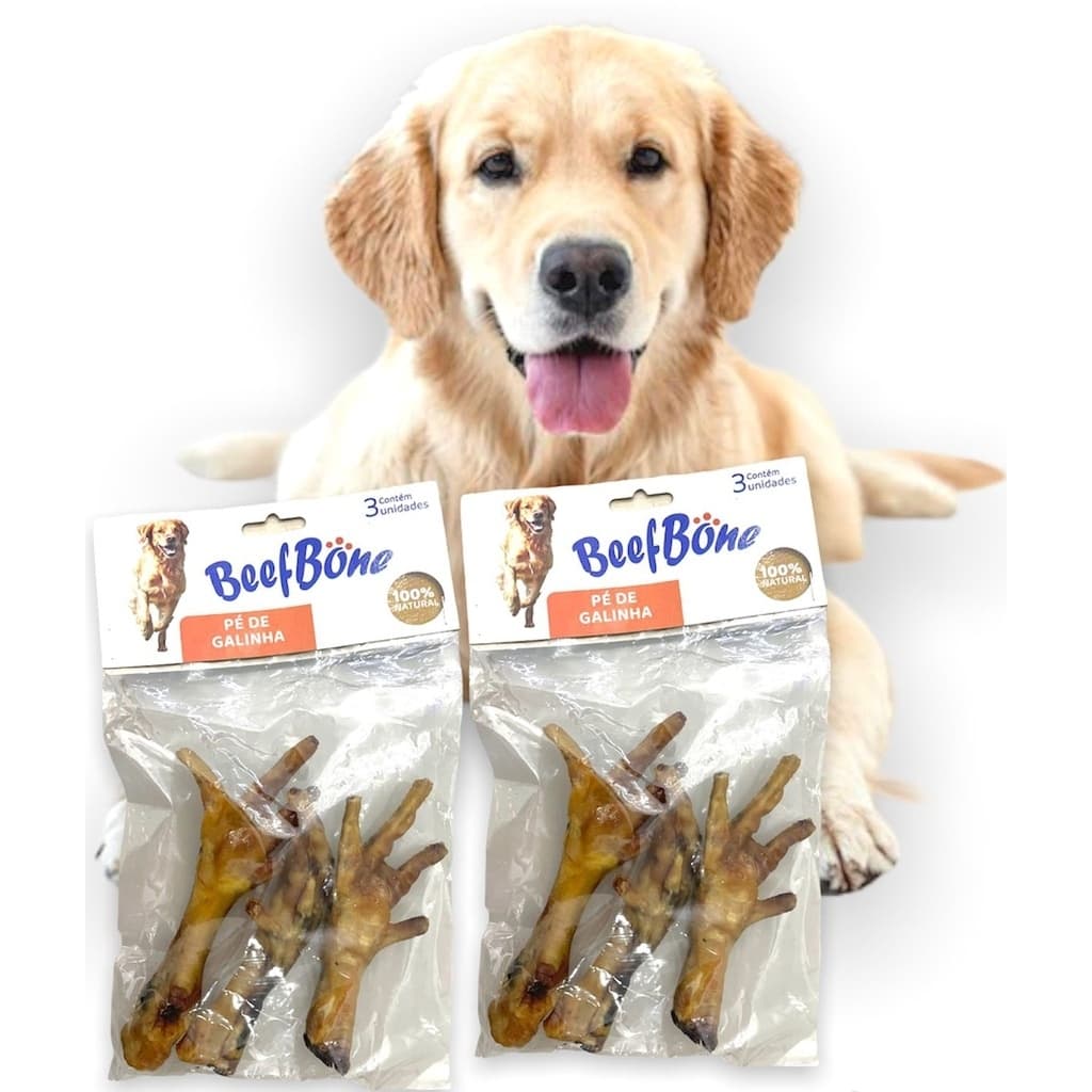 Pé de Galinha Defumado 100% Natural Para Cachorro Pet Mordedor Roedor Para Cães BeefBone - 03 un