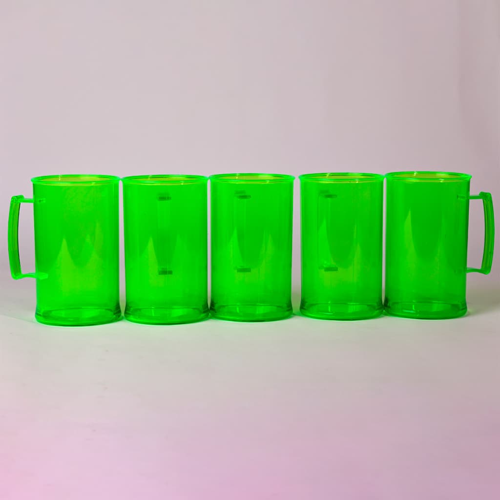 KIT com 15 Canecas de Chopp Acrílicas 300ml Verde Neon LISA, Sem Personalização