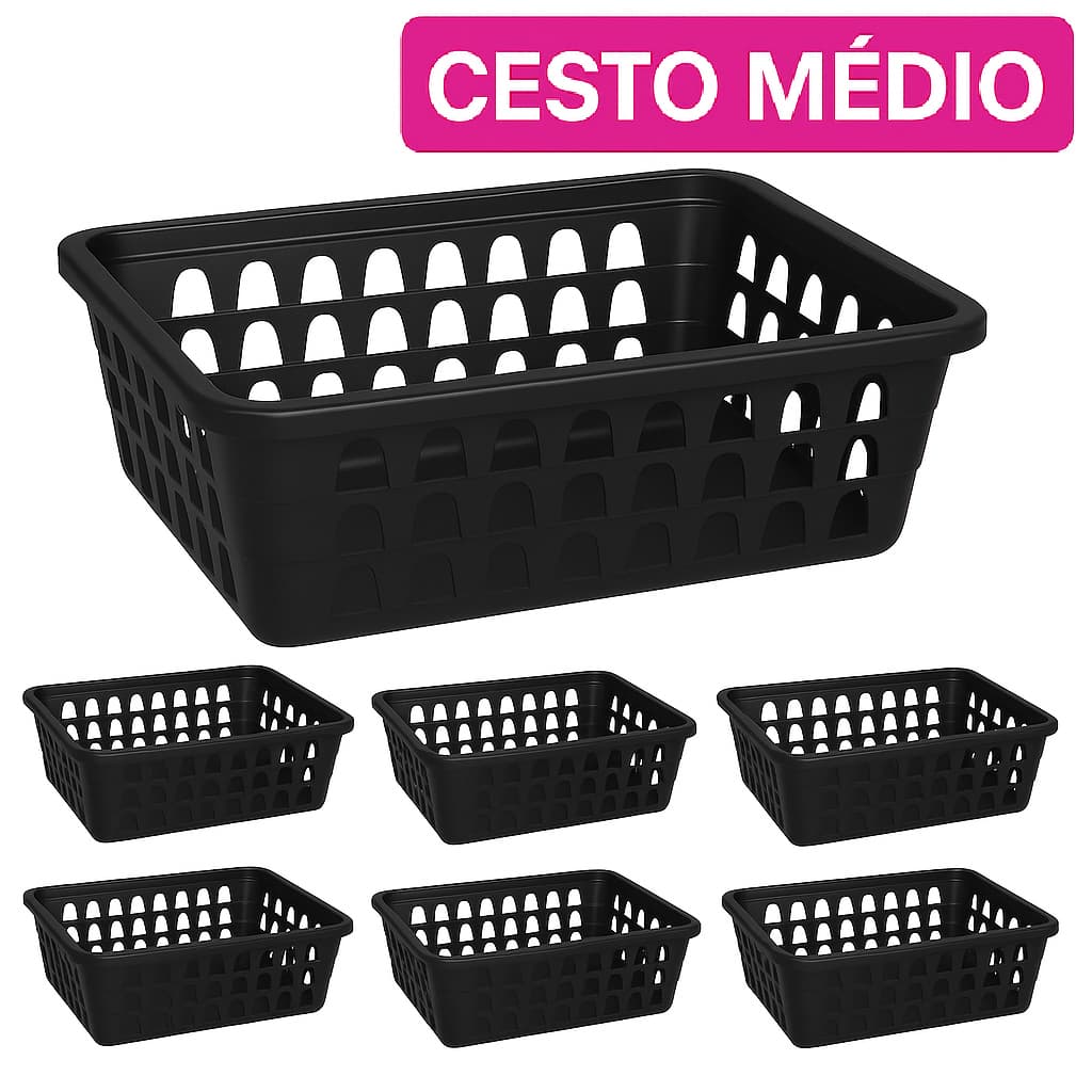 Kit 06 Cestos Organizador Multiuso Banheiro Médio 19x15x6cm