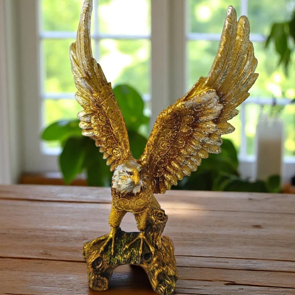 Águia Estátua em Resina – Decoração de Luxo para Rack, Estante, Mesa ou Escritório