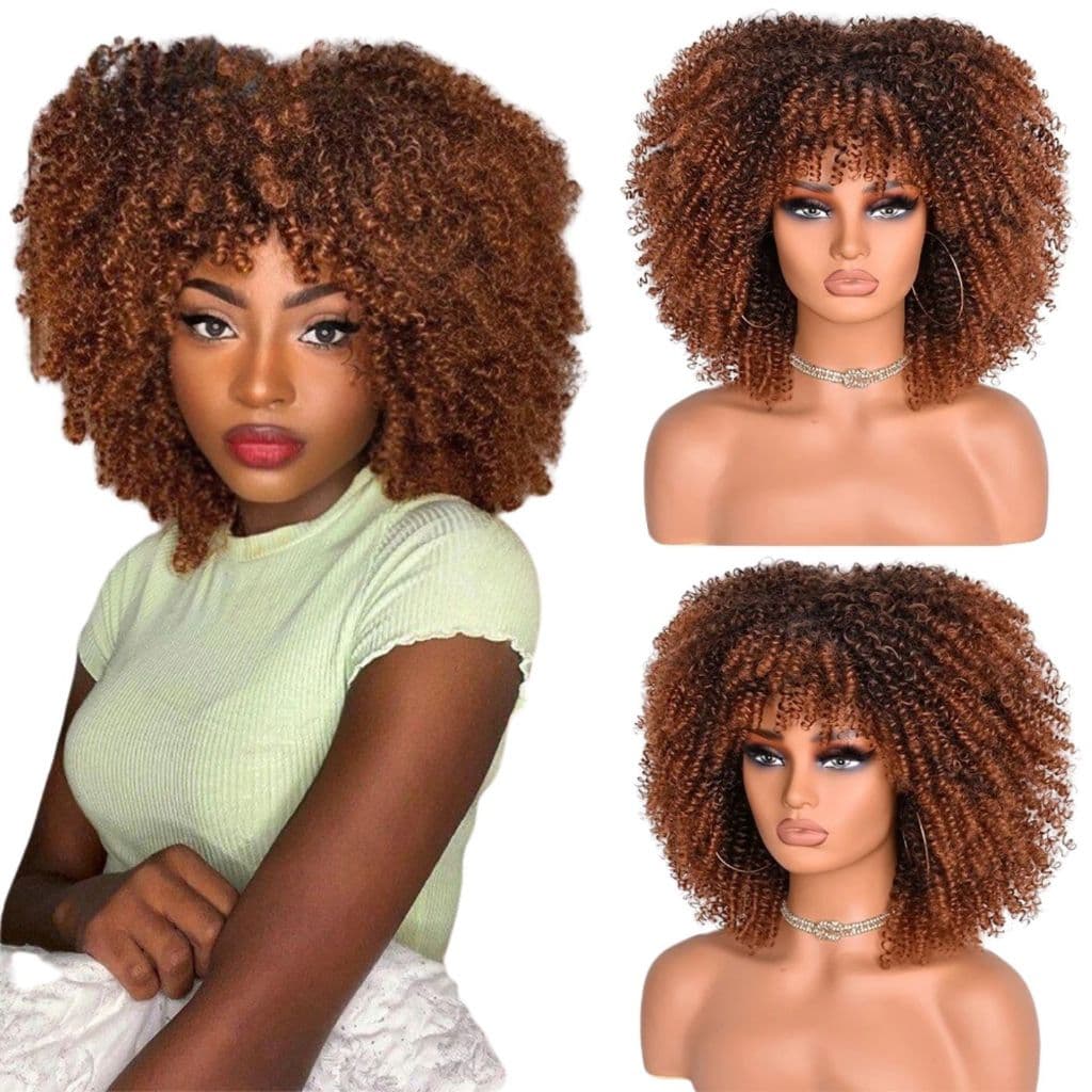 Peruca Wig Afro Bob Curta 40cm Cacheado Aspecto Natural