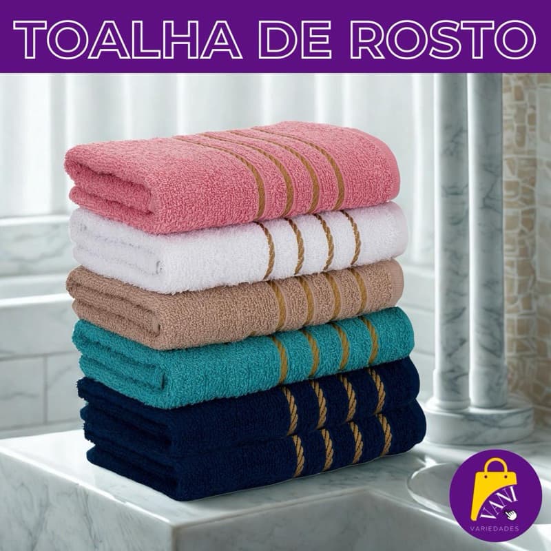 Kit 6 Toalhas de Rosto Dourado 45x70cm Toalha 100% algodão Banheiro