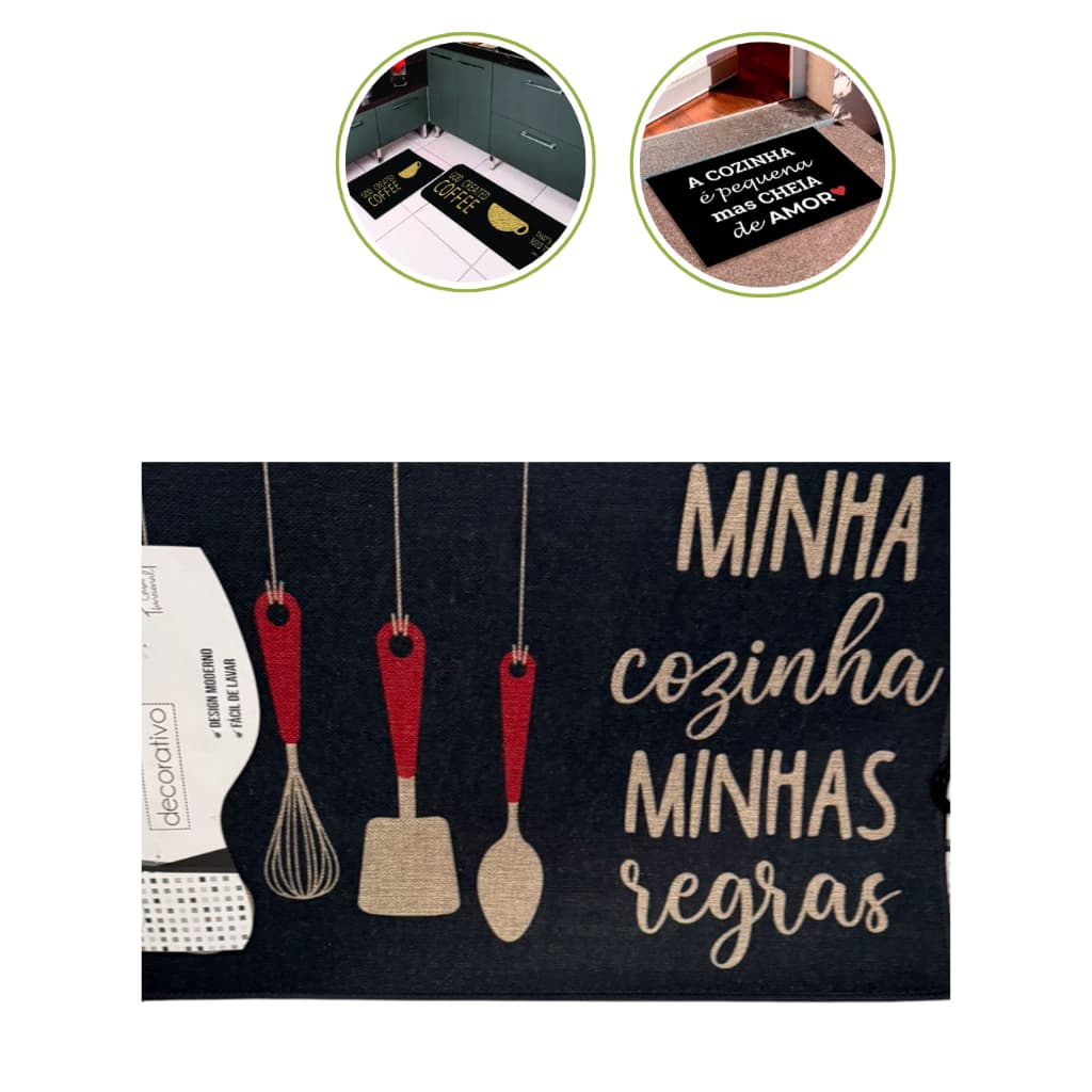 Tapete Capacho de Cozinha Frases Aléatorias