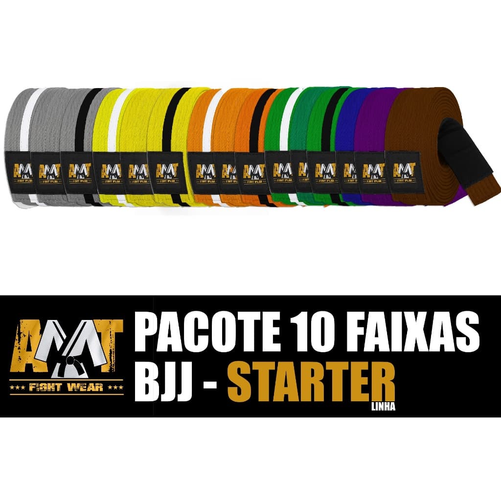 PACOTE COM 10 FAIXAS JIU-JITSU  COM ETIQUETA PERSONALIZADA