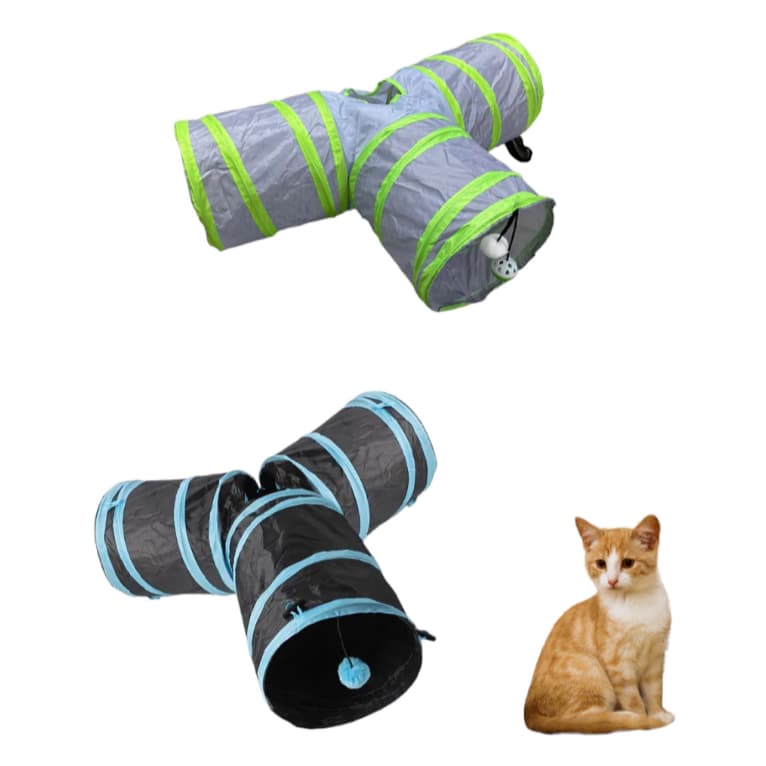 Brinquedo para gatos Túnel Dobrável Para Gato 3 Saídas Em Formato T