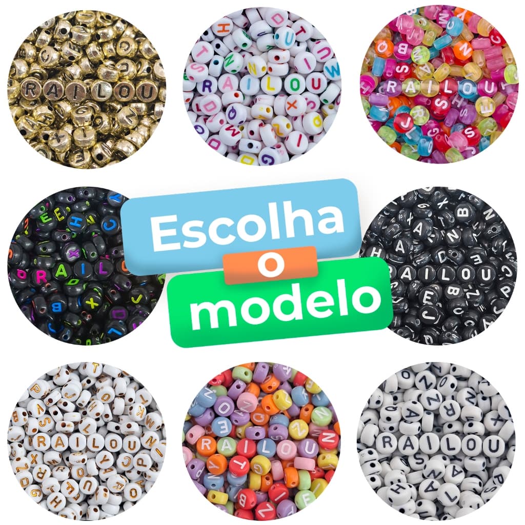 Miçangas de Letra Redonda 7mm com diversos modelos p fazer pulseiras - colar  aprox. 160 a 800 peças