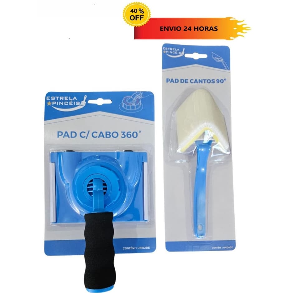 Kit Pad de Canto + Pad para Recortes e Acabamento em Pinturas Com Cabo - Pad/Rolo