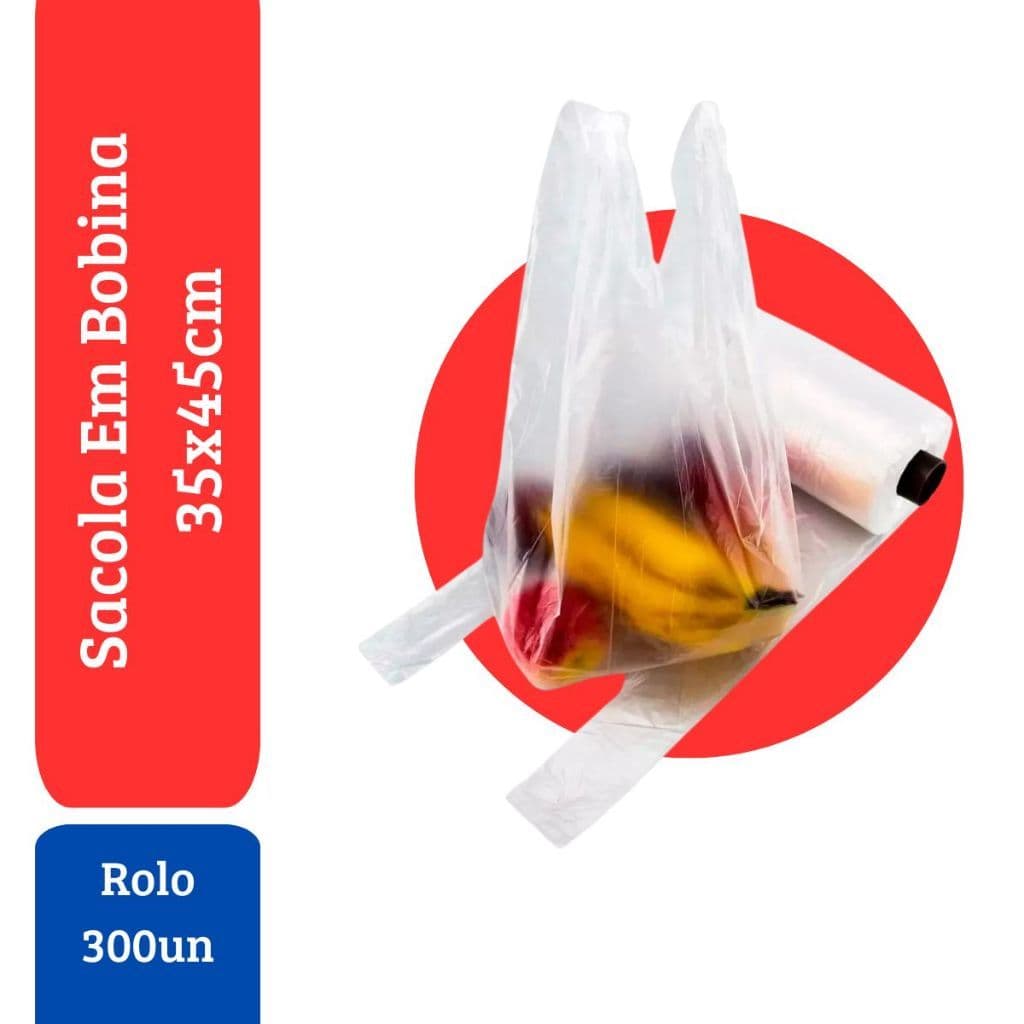 Sacola Plástica Bobina Picotada Transparente 35x45 Rolo 300un Embalagem Virgem Reforçada saquinho