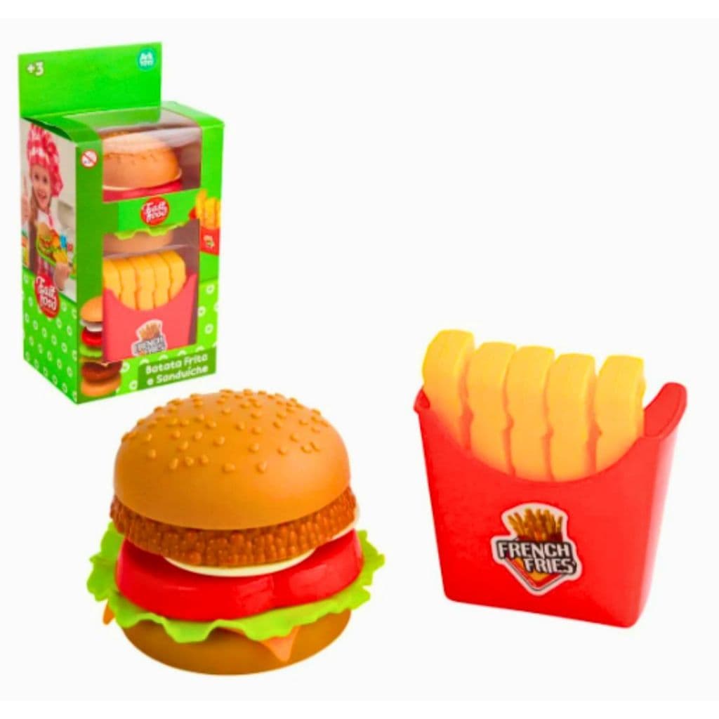 Brinquedo Lanche Hamburguer Cheeseburger Batata Frita