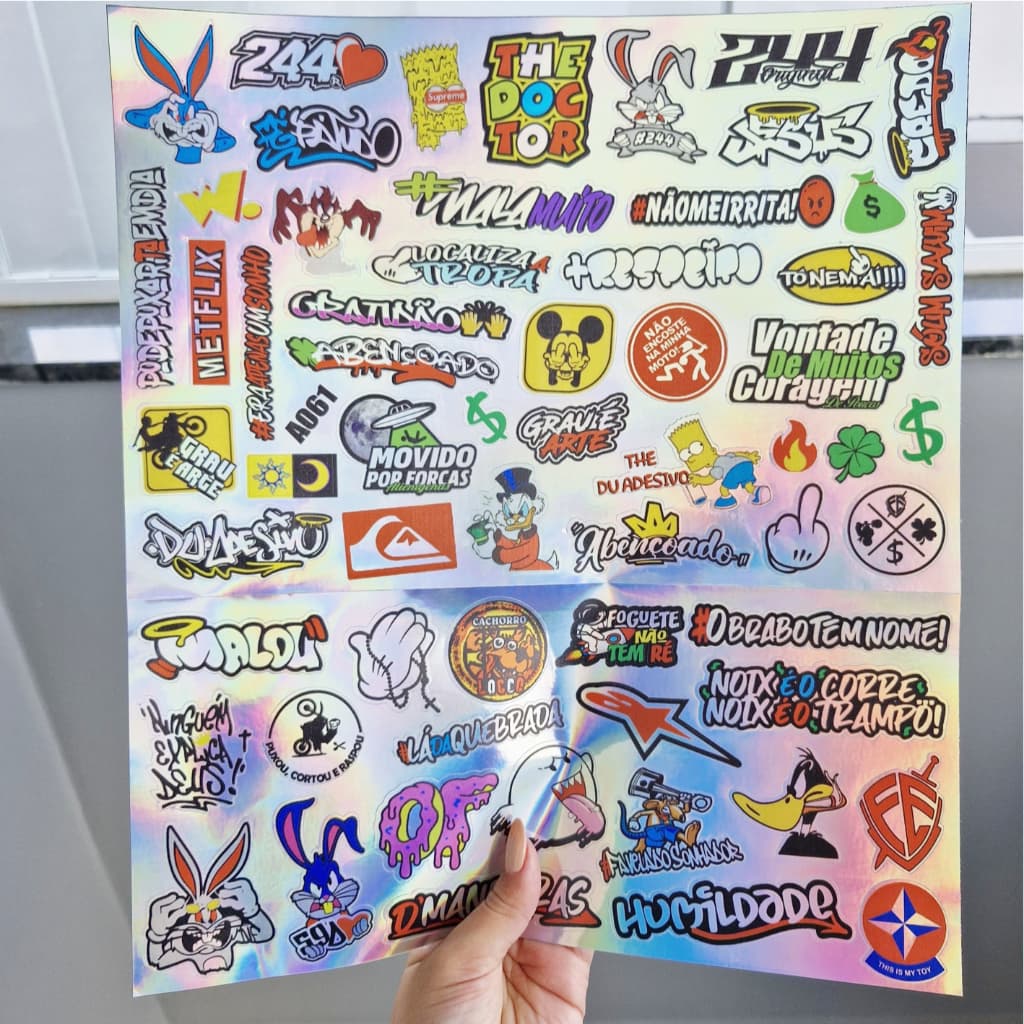 Adesivos Holográficos Kit 61 Para Moto Bike Carro Vinil Du Adesivo Prova D'Água Sticker Holografico