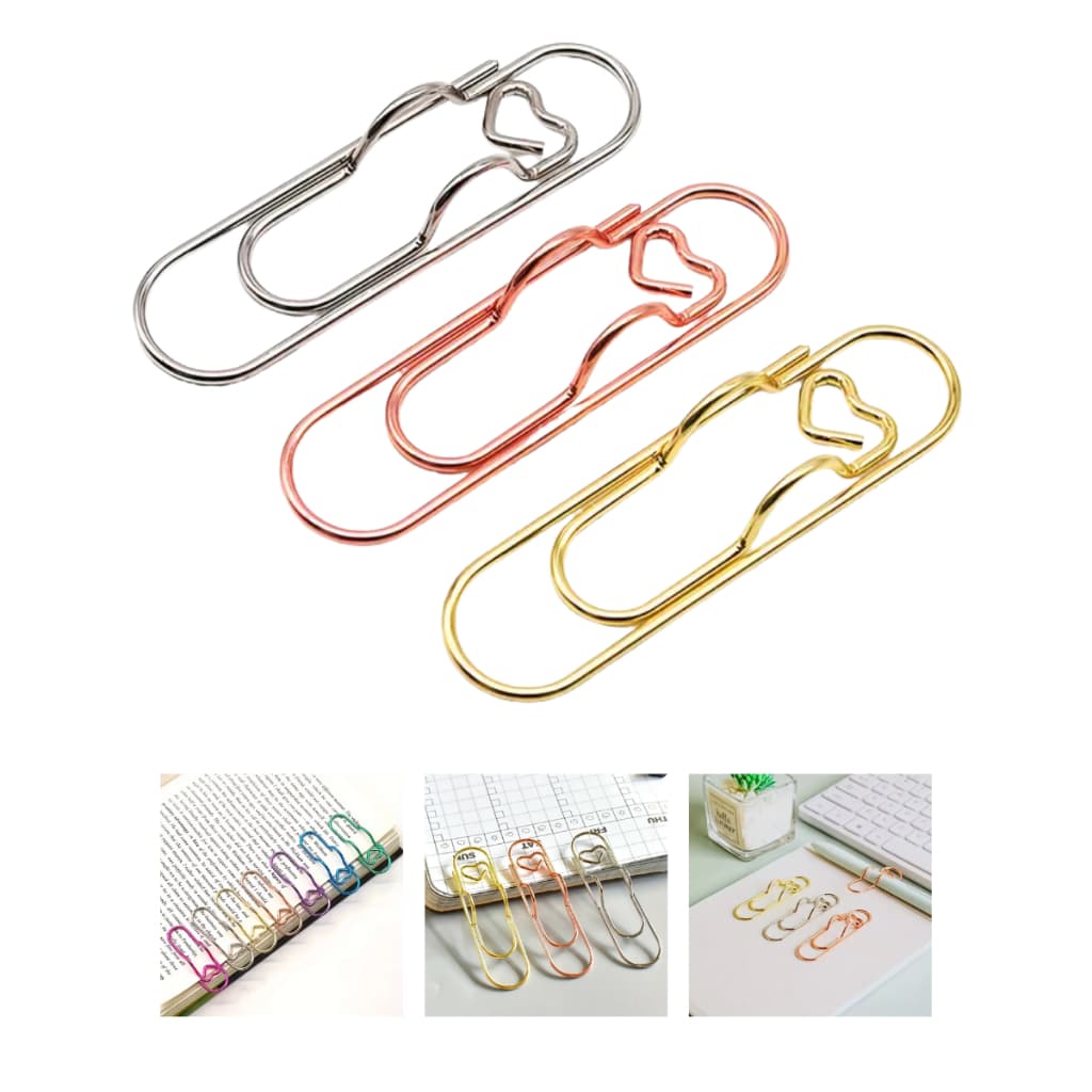 Clip de caneta e papel prendedor marca páginas kit 3un papelaria fofa clips