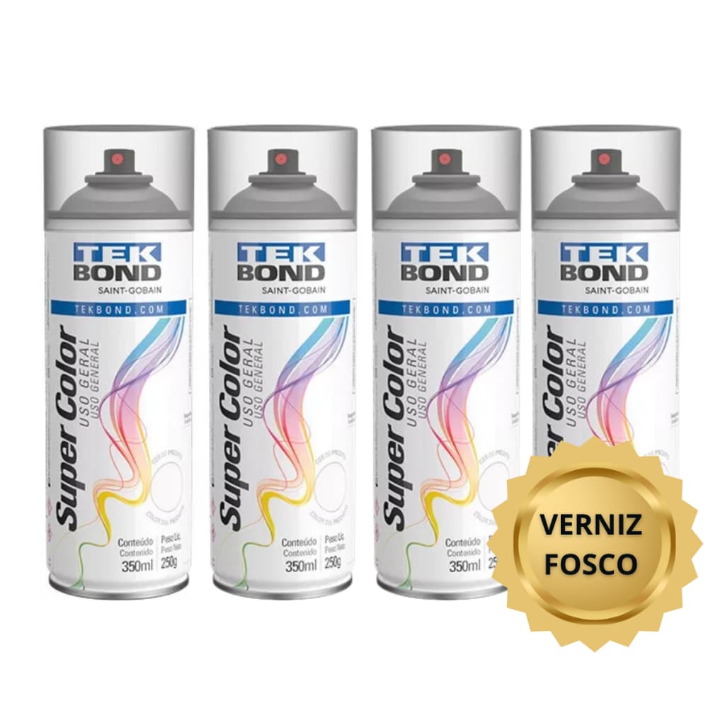 Verniz Spray Uso Geral Incolor Fosco Protege a Peças Obras de Arte Pinturas  350ML TEKBOND Kit com 4