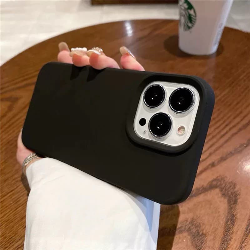 Capa Case Capinha Silicone Aveludada PRETO BRANCO Para IPhone 15 15PRO 15PROMAX