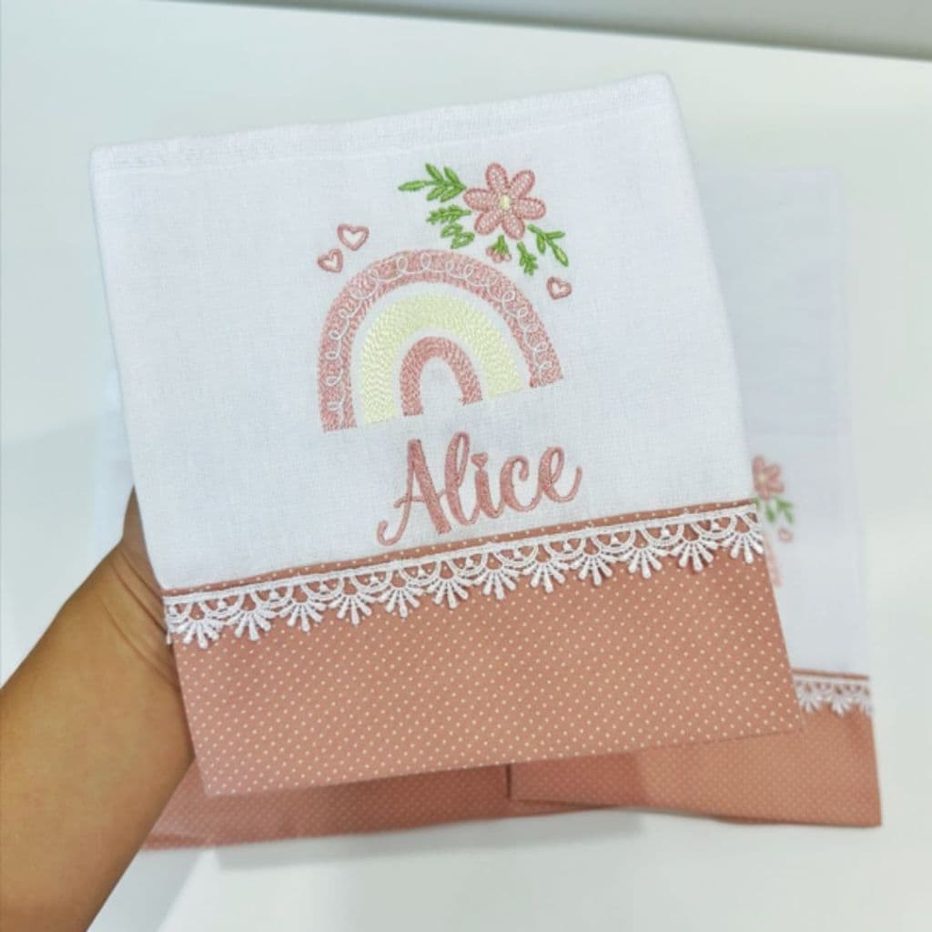 Fraldas personalizadas com nome fralda de pano arcoiris boho menina fralda